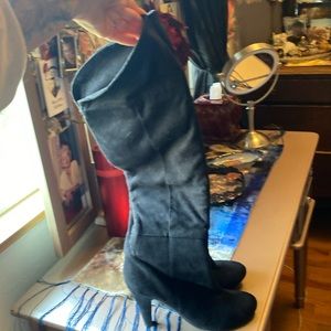 Over the knee black suede boots